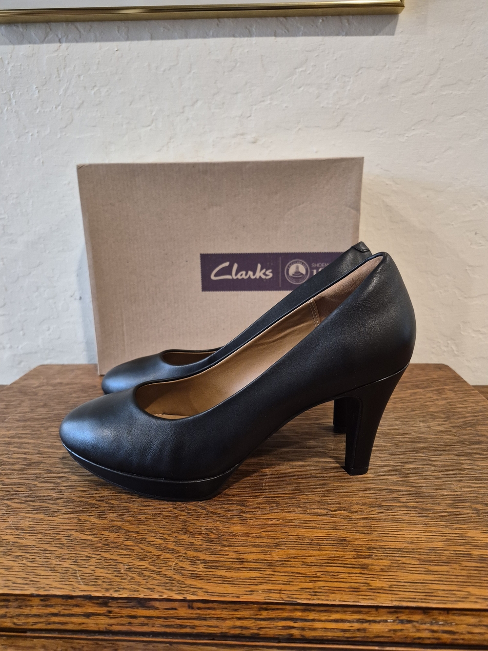 Clark's Brier Dolly Black Leather Women's Platform Pumps US Size 7 M